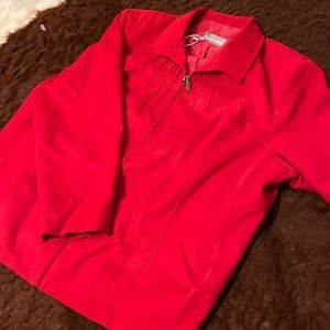 Red faux suede jacket